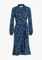 Diane von Furstenberg - Carla floral-print crepe midi wrap dress - Blue - XS