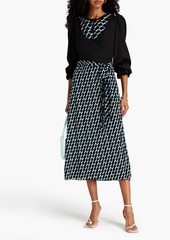 Diane von Furstenberg - Caroline crepe de chine-paneled printed jersey midi dress - Black - XXS