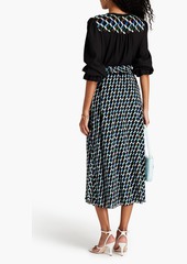 Diane von Furstenberg - Caroline crepe de chine-paneled printed jersey midi dress - Black - XXS