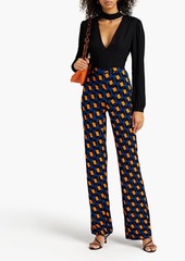 Diane von Furstenberg - Caspian printed stretch-jersey flared pants - Blue - XL