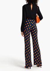 Diane von Furstenberg - Caspian printed stretch-jersey flared pants - Blue - XL