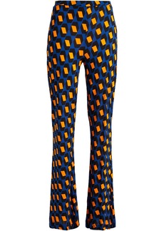 Diane von Furstenberg - Caspian printed stretch-jersey flared pants - Blue - XL