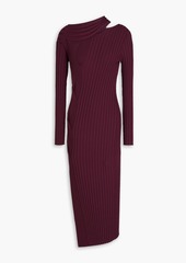 Diane von Furstenberg - Cassie cutout ribbed-knit midi dress - Burgundy - XS