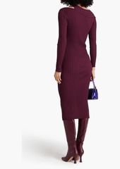 Diane von Furstenberg - Cassie cutout ribbed-knit midi dress - Burgundy - XXS