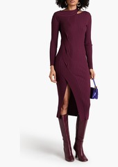 Diane von Furstenberg - Cassie cutout ribbed-knit midi dress - Burgundy - XXS