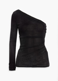 Diane von Furstenberg - Chaos one-sleeve metallic stretch-mesh top - Black - XXS