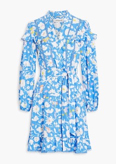 Diane von Furstenberg - Chicago ruffled floral-print cotton-jacquard mini dress - Blue - US 2