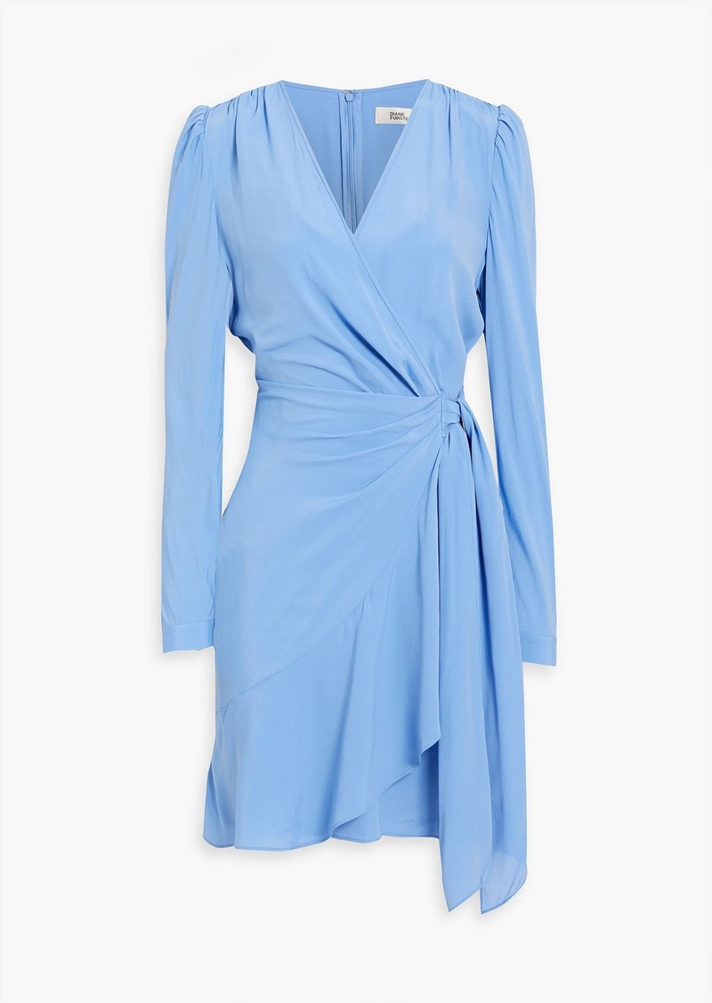 Diane von Furstenberg - Clarice wrap-effect cutout crepe de chine mini dress - Blue - US 6