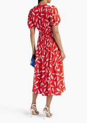 Diane von Furstenberg - Cordelia shirred printed crepe midi dress - Red - US 00