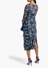 Diane von Furstenberg - Corinne ruched floral-print mesh midi dress - Blue - XXS