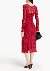 Diane von Furstenberg - Corrine ruched printed stretch-mesh midi dress - Red - XXS
