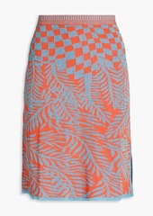 Diane von Furstenberg - Cruz metallic jacquard-knit mini skirt - Orange - L
