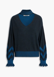 Diane von Furstenberg - Becky cutout wool-jacquard sweater - Black - XS