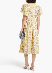 Diane von Furstenberg - Damon ruffled printed cotton-blend poplin midi dress - Yellow - US 8