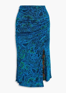 Diane von Furstenberg - Dariella reversible printed stretch-mesh midi skirt - Blue - XXS
