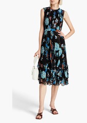Diane von Furstenberg - Darien pleated floral-print georgette midi dress - Black - US 2