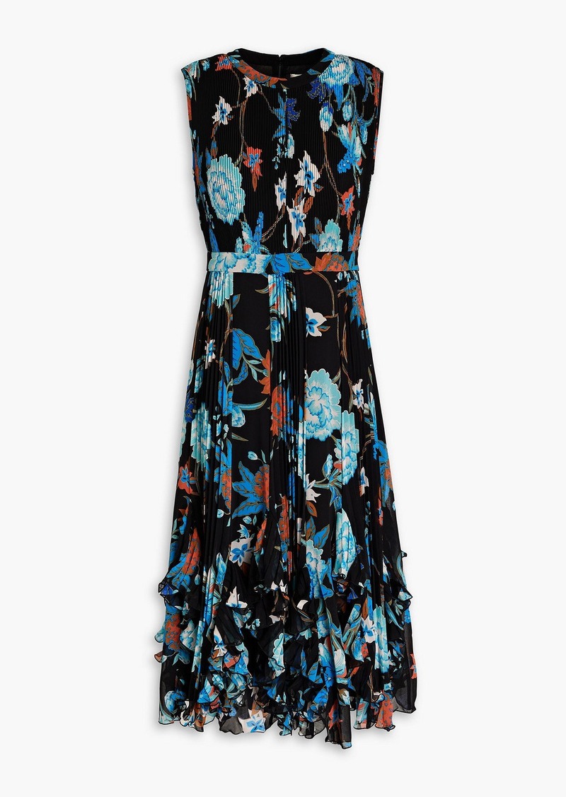 Diane von Furstenberg - Darien pleated floral-print georgette midi dress - Black - US 2