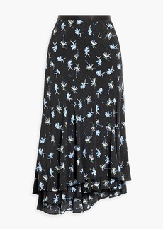 Diane von Furstenberg - Debra asymmetric printed jersey midi skirt - Black - US 8