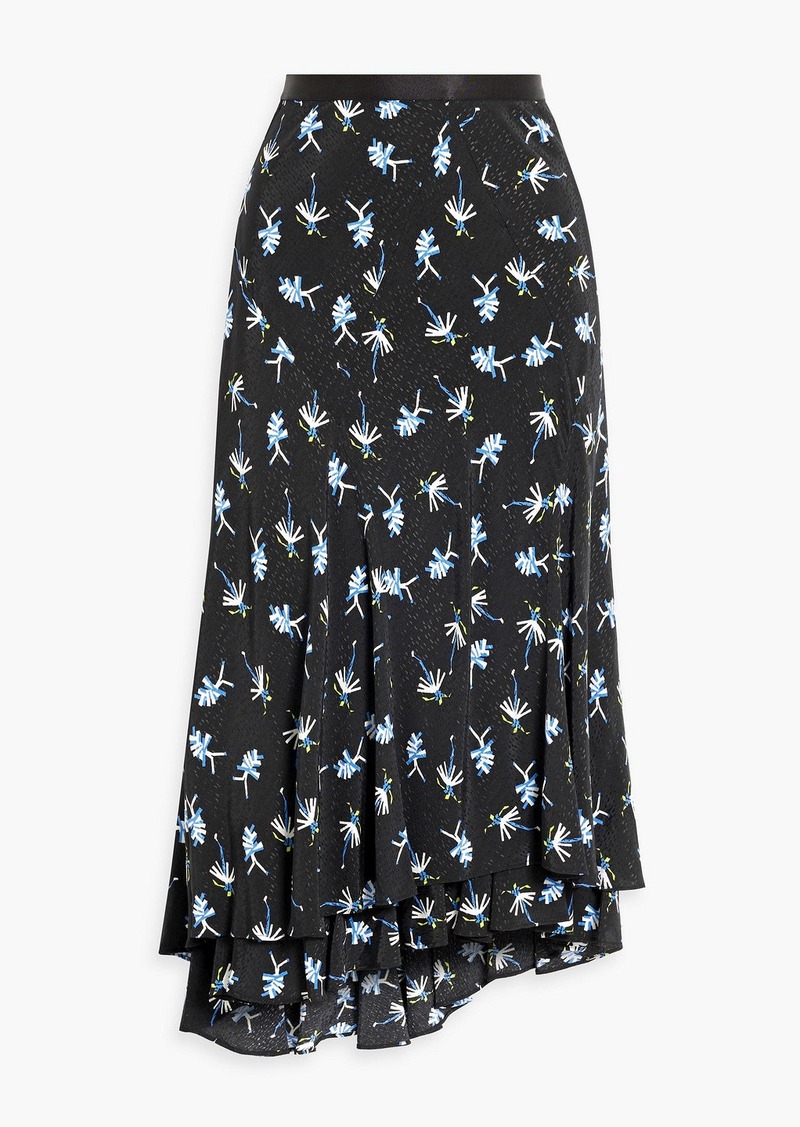 Diane von Furstenberg - Debra asymmetric printed jersey midi skirt - Black - US 00