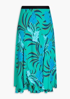 Diane von Furstenberg - Debra floral-print crepe de chine midi skirt - Blue - US 0