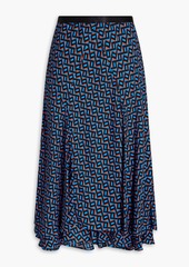 Diane von Furstenberg - Debra floral-print crepe de chine midi skirt - Blue - US 0