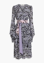 Diane von Furstenberg - Desma wrap-effect printed chiffon midi dress - Gray - US 0