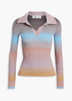 Diane von Furstenberg - Desreen dégradé ribbed cotton-blend polo sweater - Blue - L