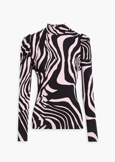 Diane von Furstenberg - Doha zebra-print Lyocell and wool-blend jersey turtleneck top - Pink - XXS