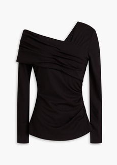 Diane von Furstenberg - Dolores one-shoulder ruched jersey top - Black - XL