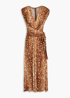 Diane von Furstenberg - Dorothee pleated printed jersey midi dress - Brown - XS