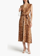 Diane von Furstenberg - Dorothee pleated printed jersey midi dress - Brown - XS