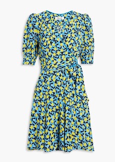 Diane von Furstenberg - Elodie printed crepe mini wrap dress - Blue - US 00