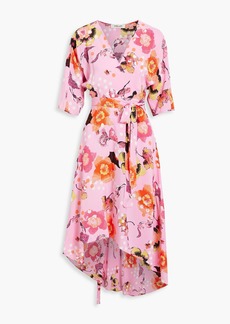 Diane von Furstenberg - Eloise asymmetric floral-print crepe de chine wrap dress - Pink - XXS