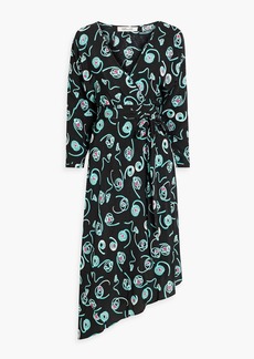 Diane von Furstenberg - Eloise asymmetric jacquard midi wrap dress - Black - XXS