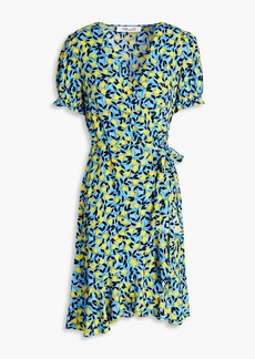 Diane von Furstenberg - Emilia printed crepe mini wrap dress - Blue - XXS