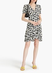 Diane von Furstenberg - Emilia ruffled floral-print crepe mini wrap dress - Black - XL