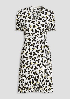 Diane von Furstenberg - Emilia ruffled floral-print crepe mini wrap dress - Black - XXS