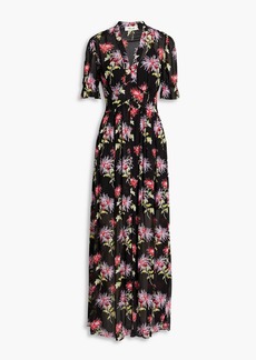 Diane von Furstenberg - Erica shirred floral-print chiffon maxi dress - Black - US 00
