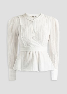 Diane von Furstenberg - Erin ruffle-trimmed cotton-jacquard peplum blouse - White - US 8