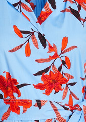 Diane von Furstenberg - Argos floral-print cotton-blend poplin mini wrap dress - Blue - US 4