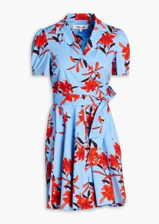 Diane von Furstenberg - Argos floral-print cotton-blend poplin mini wrap dress - Blue - US 2