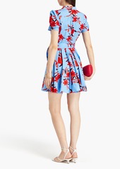 Diane von Furstenberg - Argos floral-print cotton-blend poplin mini wrap dress - Blue - US 2