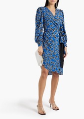 Diane von Furstenberg - Evania asymmetric printed crepe wrap dress - Blue - US 4