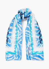 Diane von Furstenberg - Ezra printed cotton and silk-blend mousseline scarf - Blue - OneSize
