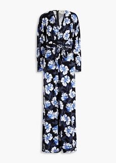 Diane von Furstenberg - Fanny floral-print Lyocell and wool-blend jersey wide-leg jumpsuit - Blue - XXS
