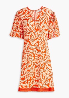 Diane von Furstenberg - Fisher printed crepe de chine mini dress - Orange - US 10