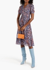 Diane von Furstenberg - Fleur ruffled snake-print crepe de chine dress - Blue - US 00