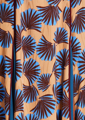 Diane von Furstenberg - Floral-print crepe-paneled jacquard midi skirt - Neutral - US 10