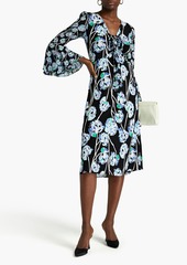 Diane von Furstenberg - Shauna floral-print georgette-paneled jersey midi dress - Black - XS