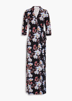 Diane von Furstenberg - Abigail floral-print silk-jersey maxi wrap dress - Black - XXS